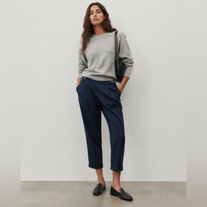 ZARA - Navy Blue Cropped Chinos 7/8 | Minimal Tailored Pants | Trafaluc